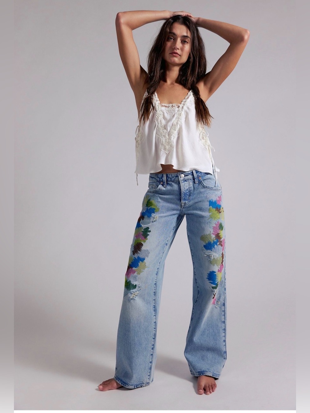 We The Free Tennessee Embroidered Boyfriend Jeans in Dream Circuit